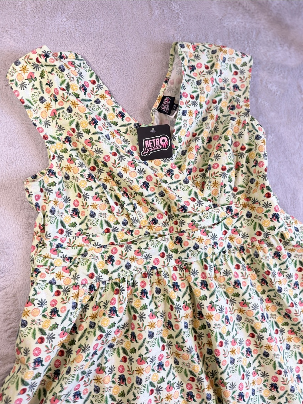 Retrolicious Fruit V-Neck Tetro inspired Fit-and-Flare Dress NWT 2X